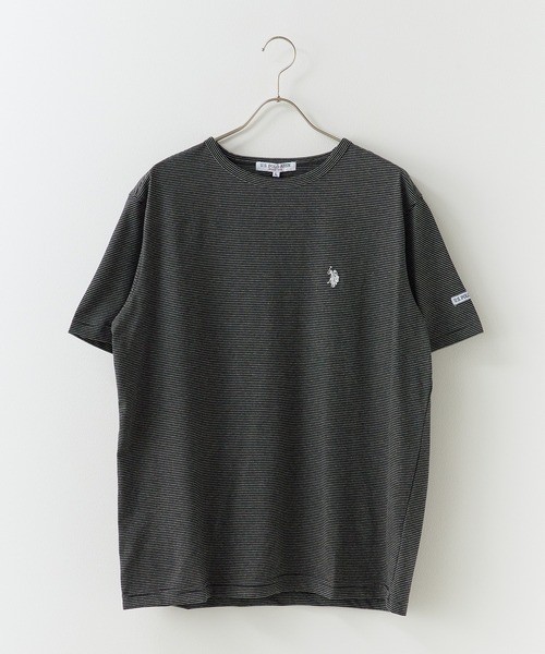 U.S. POLO ASSN.(ユーエスポロアッスン)の「U.S. POLO ASSN./ユーエスポロアッスン マイクロボーダーTシャツ メンズ 夏物 夏服(Tシャツ/カットソー・メンズ・ブラック・L)」の1枚目の写真