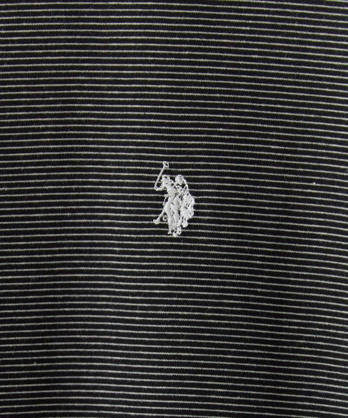 U.S. POLO ASSN.(ユーエスポロアッスン)の「U.S. POLO ASSN./ユーエスポロアッスン マイクロボーダーTシャツ メンズ 夏物 夏服(Tシャツ/カットソー・メンズ・ブラック・L)」の4枚目の写真