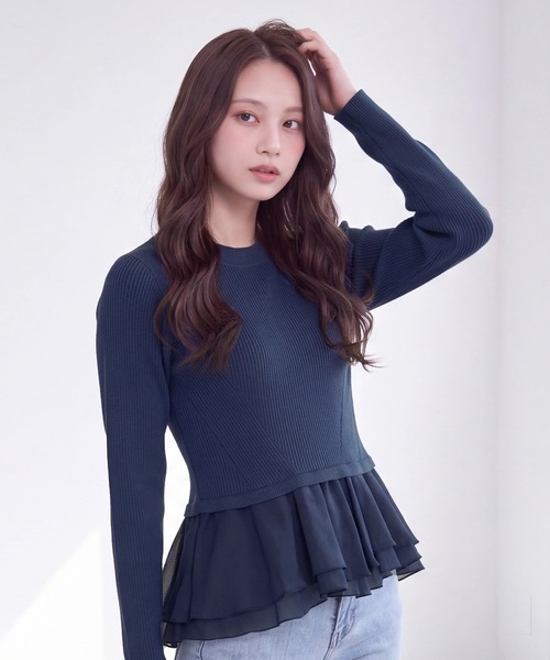 TRUDEA(トルディア)の「ラメシアーティアードニット(ニット/セーター・レディース・アイボリー/ネイビー/ブラック・MEDIUM)」の13枚目の写真