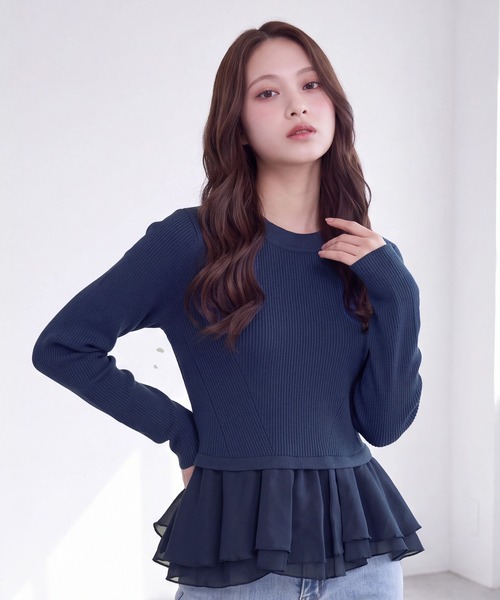 TRUDEA(トルディア)の「ラメシアーティアードニット(ニット/セーター・レディース・アイボリー/ネイビー/ブラック・MEDIUM)」の16枚目の写真