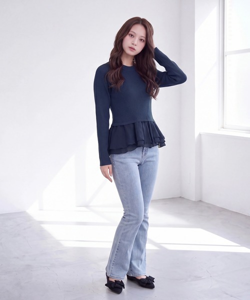 TRUDEA(トルディア)の「ラメシアーティアードニット(ニット/セーター・レディース・アイボリー/ネイビー/ブラック・MEDIUM)」の17枚目の写真