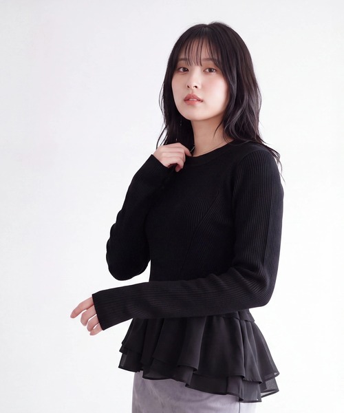 TRUDEA(トルディア)の「ラメシアーティアードニット(ニット/セーター・レディース・アイボリー/ネイビー/ブラック・MEDIUM)」の8枚目の写真