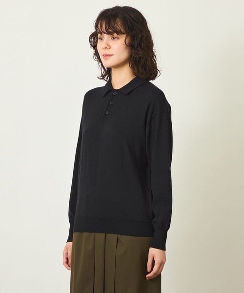 MACKINTOSH PHILOSOPHY(マッキントッシュ フィロソフィー)の「GREY LABEL ファインコットンポロニット(ニット/セーター・レディース・ブラック・2/6)」の5枚目の写真