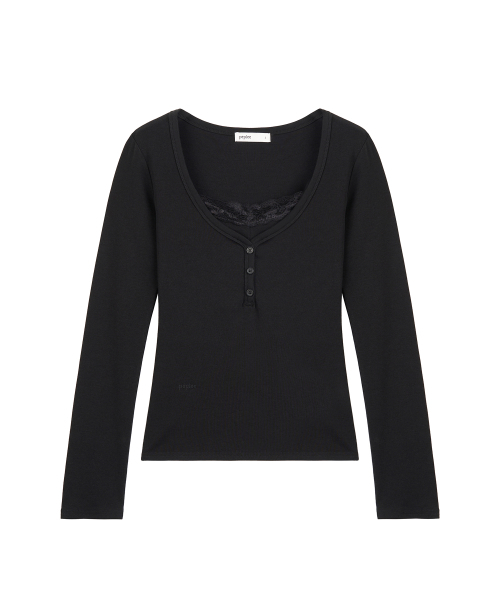 PEPLEE(ペプリー)の「Lace Layered Long Sleeve (Black)(Tシャツ/カットソー・レディース・その他・MEDIUM/SMALL)」の2枚目の写真