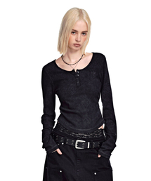 スリムフィット ピグメント スクープヘンリートップ [CHARCOAL]_SEWTS041CHARCOAL