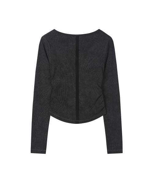 SECONDMONO（セカンドモノローグ）の「スリムフィット ピグメント スクープヘンリートップ [CHARCOAL]_SEWTS041CHARCOAL（Tシャツ/カットソー・レディース・その他・F）」の5枚目の写真