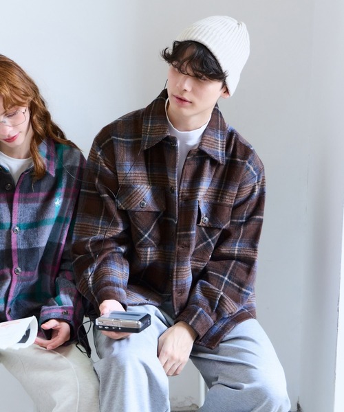 GLOBAL WORK(グローバルワーク)の「【BEVERLY HILLS POLO CLUB】UNISEX/シャギーチェックシャツ/685512(シャツ/ブラウス・メンズ・ブラウン/グレー/グリーン・SMALL/MEDIUM/LARGE)」の2枚目の写真