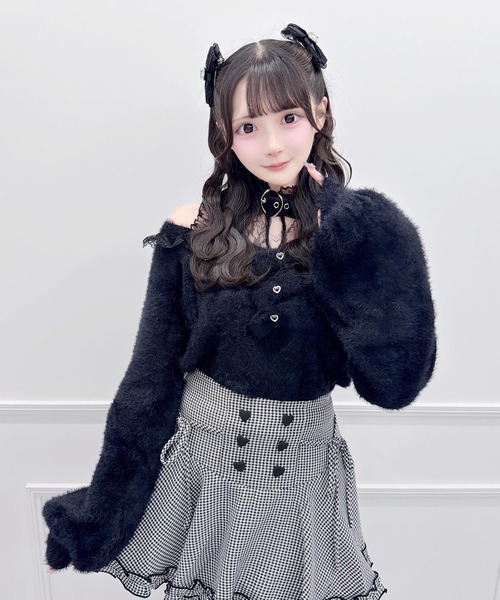 MA*RS(アメーバーマーズ)の「ハートチョーカー付き3つリボンニット(ニット/セーター・レディース・ブラック/ホワイト・FREE)」の6枚目の写真