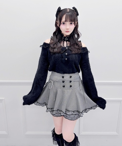 MA*RS(アメーバーマーズ)の「ハートチョーカー付き3つリボンニット(ニット/セーター・レディース・ブラック/ホワイト・FREE)」の7枚目の写真