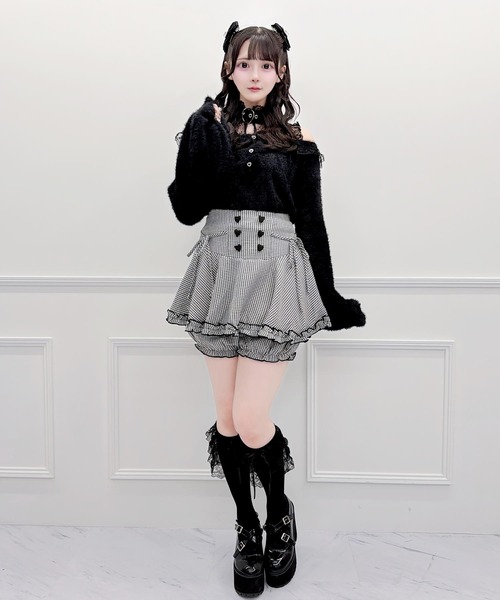 MA*RS(アメーバーマーズ)の「ハートチョーカー付き3つリボンニット(ニット/セーター・レディース・ブラック/ホワイト・FREE)」の9枚目の写真