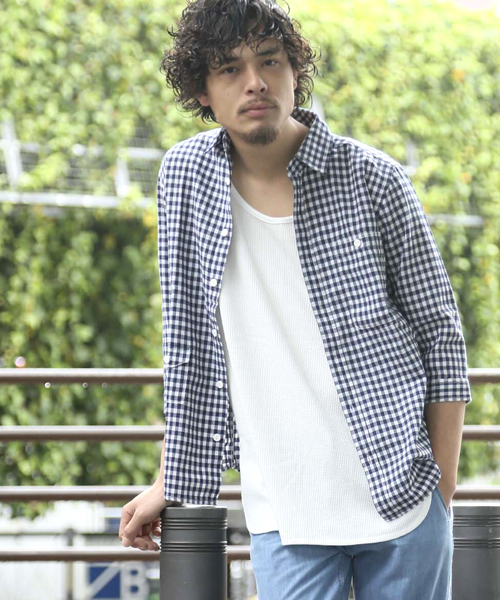 Denime（ドゥニーム）の「メンアサ七分シャツ（シャツ/ブラウス・メンズ・ブルー系その他/ホワイト/ネイビー/サックスブルー・X-LARGE/SMALL/MEDIUM/LARGE）」の15枚目の写真