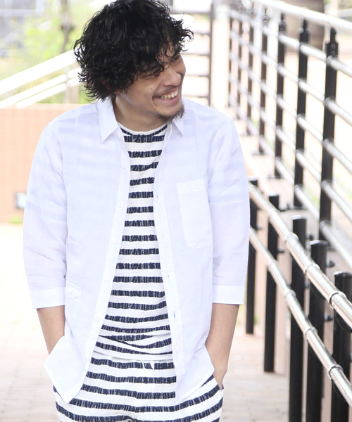 Denime（ドゥニーム）の「メンアサ七分シャツ（シャツ/ブラウス・メンズ・ブルー系その他/ホワイト/ネイビー/サックスブルー・X-LARGE/SMALL/MEDIUM/LARGE）」の17枚目の写真