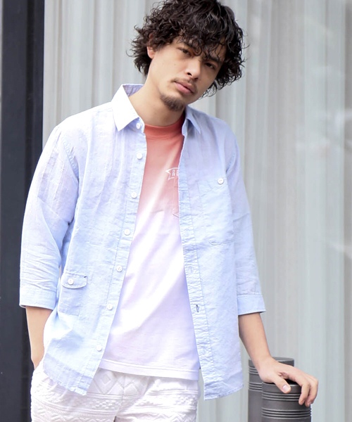 Denime（ドゥニーム）の「メンアサ七分シャツ（シャツ/ブラウス・メンズ・ブルー系その他/ホワイト/ネイビー/サックスブルー・X-LARGE/SMALL/MEDIUM/LARGE）」の19枚目の写真