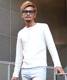 サーマル無地ヘンリーネックロンT