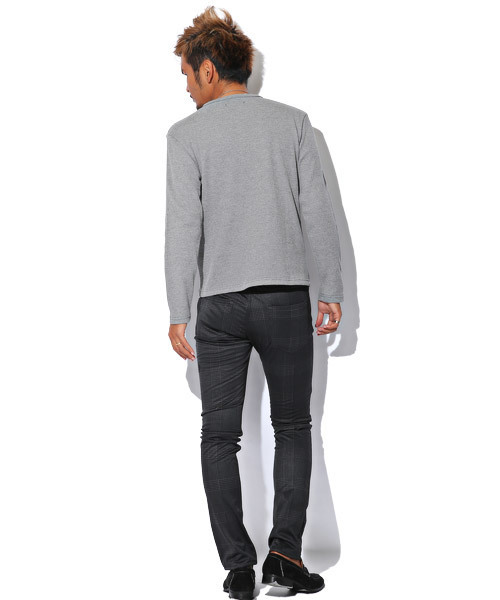 LUXSTYLE（ラグスタイル）の「サーマル無地ヘンリーネックロンT（Tシャツ/カットソー・メンズ・ブラック/ホワイト/杢グレー・XL/M/L）」の13枚目の写真