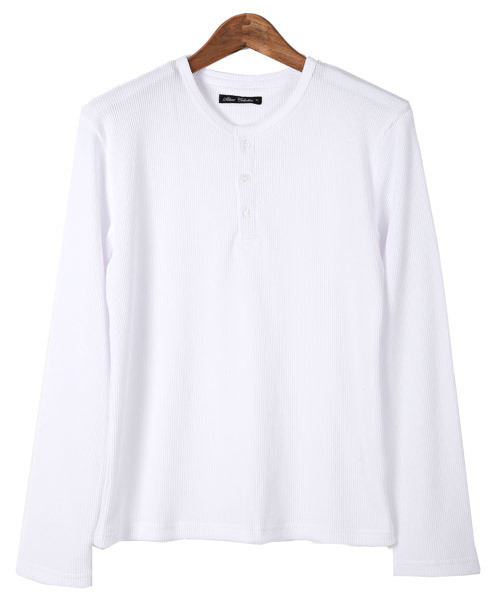 LUXSTYLE（ラグスタイル）の「サーマル無地ヘンリーネックロンT（Tシャツ/カットソー・メンズ・ブラック/ホワイト/杢グレー・XL/M/L）」の16枚目の写真