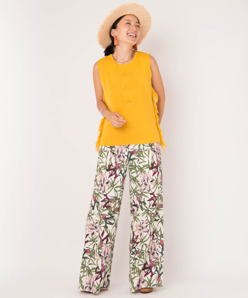 LAYMEE（レイミー）の「Fell wide pants / フェルワイドパンツ（その他パンツ・レディース・ブルー/アイボリー・FREE）」の10枚目の写真