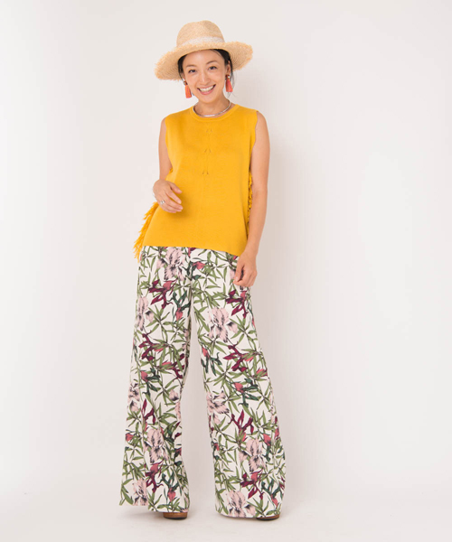 LAYMEE（レイミー）の「Fell wide pants / フェルワイドパンツ（その他パンツ・レディース・ブルー/アイボリー・FREE）」の5枚目の写真