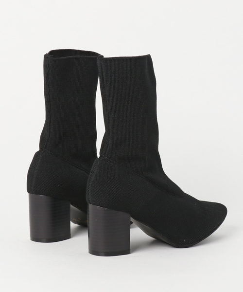 KOBE LETTUCE（コウベレタス）の「[無地/ラメ]チャンキーヒールミディアムソックスブーツ（ブーツ・レディース・ダークブラウン/チャコールグレー/ブラック×シルバー/ブラック/キャメル/ベージュ/ワイン・M/LL/L/S）」の8枚目の写真