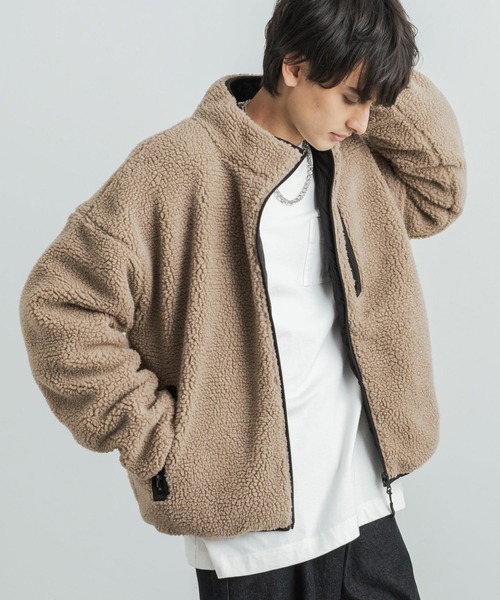 オーバーサイズ フリースボアジャケット リバーシブルブルゾン