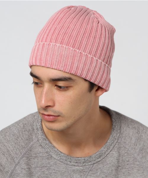 STYLEBLOCK（スタイルブロック）の「カラーフェードリブ編みワッチキャップ（ニットキャップ/ビーニー・メンズ・ベージュ/ピンク/ブルー/チャコール・FREE）」の4枚目の写真