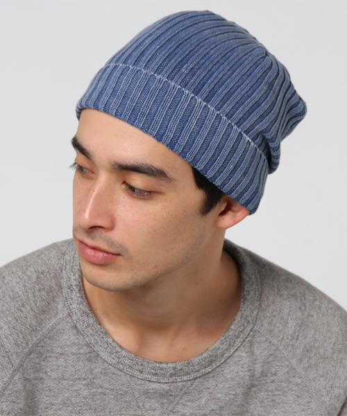 STYLEBLOCK（スタイルブロック）の「カラーフェードリブ編みワッチキャップ（ニットキャップ/ビーニー・メンズ・ベージュ/ピンク/ブルー/チャコール・FREE）」の3枚目の写真