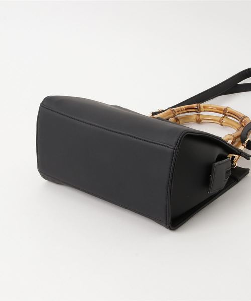 Edit Sheen（エディットシーン）の「バンブーハンドルスクエアバッグ（ハンドバッグ・レディース・ブラック/オフホワイト・FREE）」の5枚目の写真