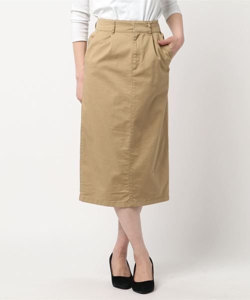 NOLLEY’S（ノーリーズ）の「チノストレッチタイトスカート[CanCam掲載]（スカート・レディース・ベージュ/オリーブ・34/36/38）」の2枚目の写真
