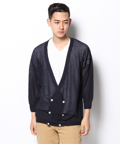 WHO'S WHO gallery（フーズフーギャラリー）の「麻レーヨンブレストカーデ（カーディガン/ボレロ・メンズ・ライトグレー/ブルー/チャコールグレー・MEDIUM/LARGE）」の11枚目の写真