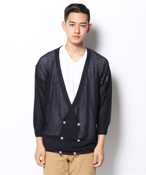 WHO'S WHO gallery（フーズフーギャラリー）の「麻レーヨンブレストカーデ（カーディガン/ボレロ・メンズ・ライトグレー/ブルー/チャコールグレー・MEDIUM/LARGE）」の10枚目の写真