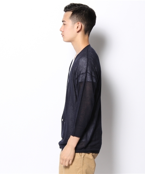 WHO'S WHO gallery（フーズフーギャラリー）の「麻レーヨンブレストカーデ（カーディガン/ボレロ・メンズ・ライトグレー/ブルー/チャコールグレー・MEDIUM/LARGE）」の9枚目の写真