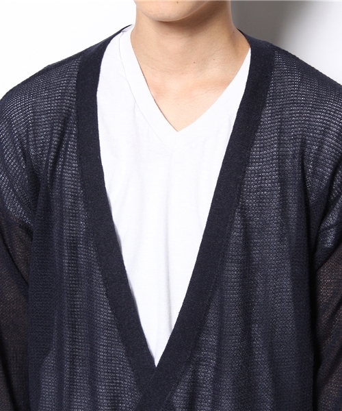 WHO'S WHO gallery（フーズフーギャラリー）の「麻レーヨンブレストカーデ（カーディガン/ボレロ・メンズ・ライトグレー/ブルー/チャコールグレー・MEDIUM/LARGE）」の4枚目の写真