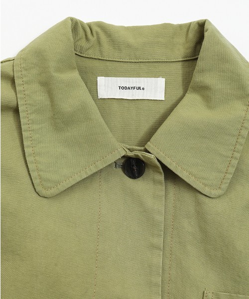 TODAYFUL（トゥデイフル）の「ステンカラーツイルジャケット（テーラードジャケット・レディース・キナリ/カーキ・36inch/38inch）」の14枚目の写真