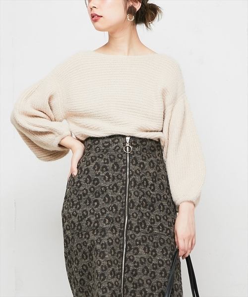 natural couture（ナチュラルクチュール）の「ちょびフェザー横リブニット（ニット/セーター・レディース・ブラック/ベージュ/アイボリー/ラベンダー/レンガ・FREE）」の3枚目の写真