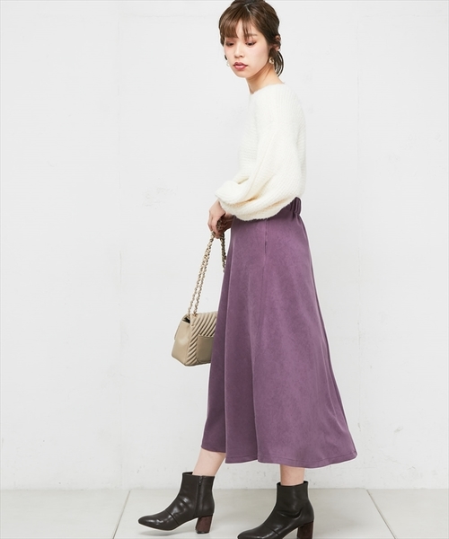 natural couture（ナチュラルクチュール）の「ちょびフェザー横リブニット（ニット/セーター・レディース・ブラック/ベージュ/アイボリー/ラベンダー/レンガ・FREE）」の6枚目の写真