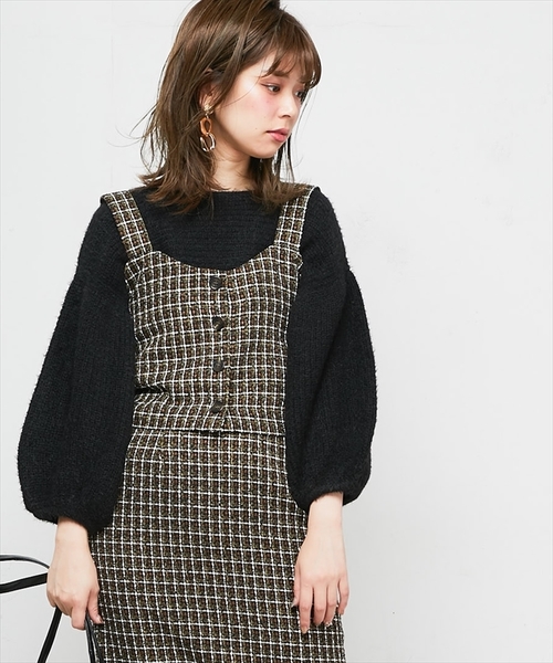 natural couture（ナチュラルクチュール）の「ちょびフェザー横リブニット（ニット/セーター・レディース・ブラック/ベージュ/アイボリー/ラベンダー/レンガ・FREE）」の12枚目の写真