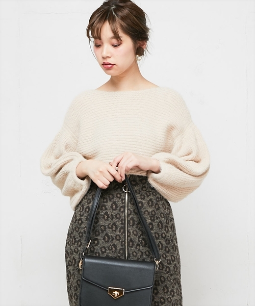 natural couture（ナチュラルクチュール）の「ちょびフェザー横リブニット（ニット/セーター・レディース・ブラック/ベージュ/アイボリー/ラベンダー/レンガ・FREE）」の14枚目の写真