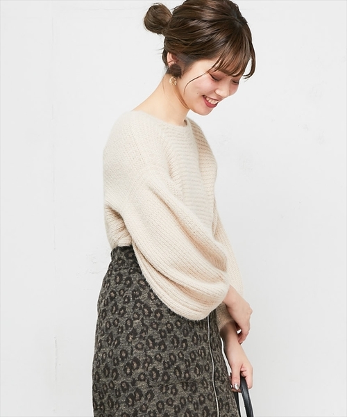 natural couture（ナチュラルクチュール）の「ちょびフェザー横リブニット（ニット/セーター・レディース・ブラック/ベージュ/アイボリー/ラベンダー/レンガ・FREE）」の15枚目の写真