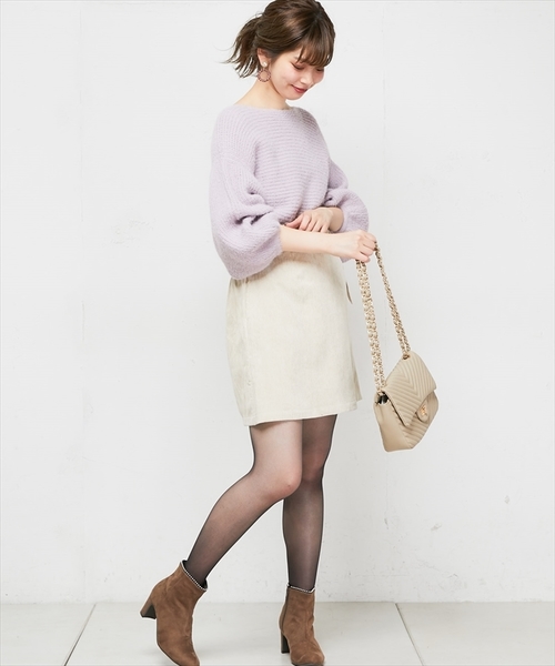 natural couture（ナチュラルクチュール）の「ちょびフェザー横リブニット（ニット/セーター・レディース・ブラック/ベージュ/アイボリー/ラベンダー/レンガ・FREE）」の16枚目の写真