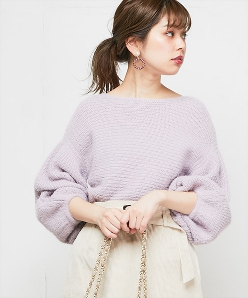 natural couture（ナチュラルクチュール）の「ちょびフェザー横リブニット（ニット/セーター・レディース・ブラック/ベージュ/アイボリー/ラベンダー/レンガ・FREE）」の18枚目の写真