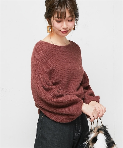 natural couture（ナチュラルクチュール）の「ちょびフェザー横リブニット（ニット/セーター・レディース・ブラック/ベージュ/アイボリー/ラベンダー/レンガ・FREE）」の21枚目の写真