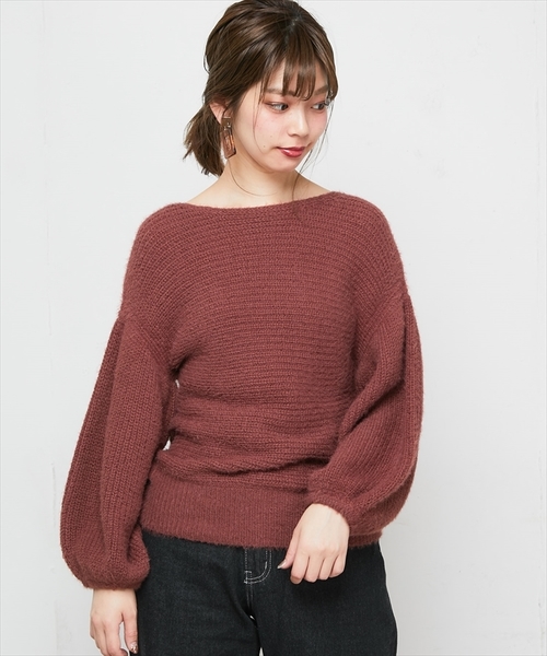 natural couture（ナチュラルクチュール）の「ちょびフェザー横リブニット（ニット/セーター・レディース・ブラック/ベージュ/アイボリー/ラベンダー/レンガ・FREE）」の22枚目の写真