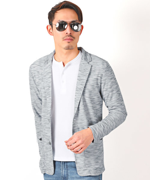 LUXSTYLE(ラグスタイル)の「スラブテーラードジャケット(テーラードジャケット・メンズ・ミックスグレー/ブラックミックス・M/L)」の2枚目の写真