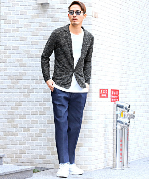 LUXSTYLE(ラグスタイル)の「スラブテーラードジャケット(テーラードジャケット・メンズ・ミックスグレー/ブラックミックス・M/L)」の5枚目の写真