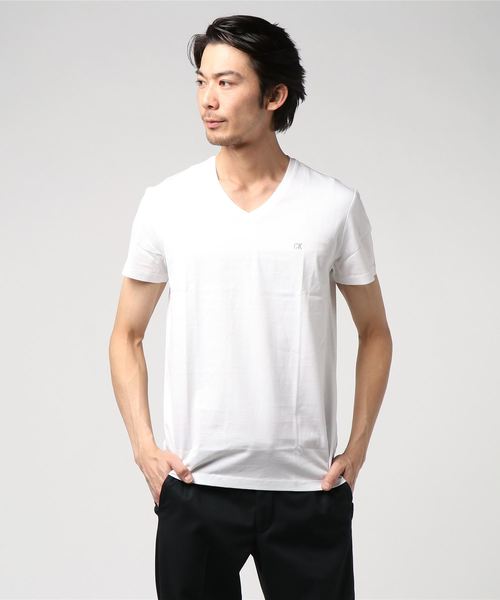 Calvin Klein Jeans(カルヴァンクラインジーンズ)の「スリム T シャツ(Tシャツ/カットソー・メンズ・ホワイト/ブラック/ネイビー・S/M/L/XL)」の1枚目の写真