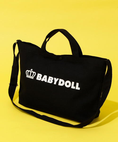 BABYDOLL(ベビードール)の「A4サイズ対応 2way王冠ロゴトートバッグ 1845(ショルダーバッグ)」|ブラック×ホワイト