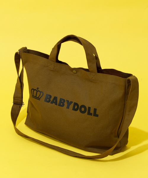 BABYDOLL(ベビードール)の「A4サイズ対応 2way王冠ロゴトートバッグ 1845(ショルダーバッグ)」|カーキ