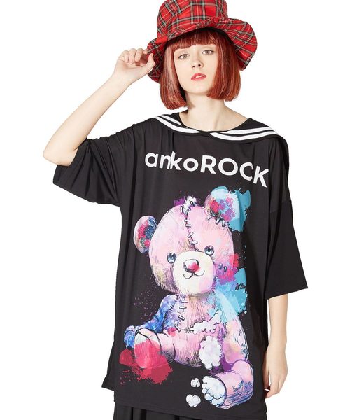 ankoROCK（アンコロック）の「ロゴテディベアラインセーラーＴシャツ -メガビッグ-（Tシャツ/カットソー・レディース・A・ONE SIZE）」の2枚目の写真