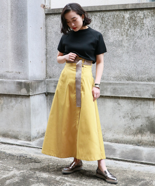 &g'aime（アンジェム）の「【&g'aime】テープベルトロングスカート（スカート・レディース・ベージュ/ネイビー/イエロー/ブルー・FREE）」の16枚目の写真