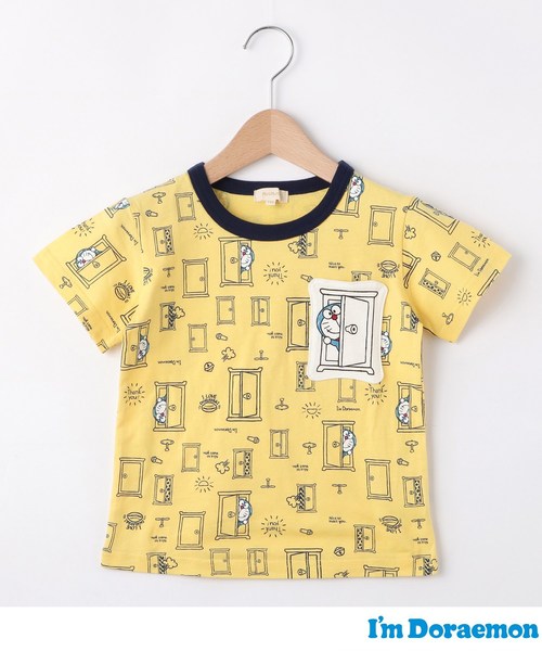 セール ドラえもん トップス ドラえもん Hushush ハッシュアッシュ のファッション Hushush ハッシュアッシュ のtシャツ カットソー どこでもドア総柄tシャツ 90 130cm Tシャツ カットソー 高級素材 使用ブランド